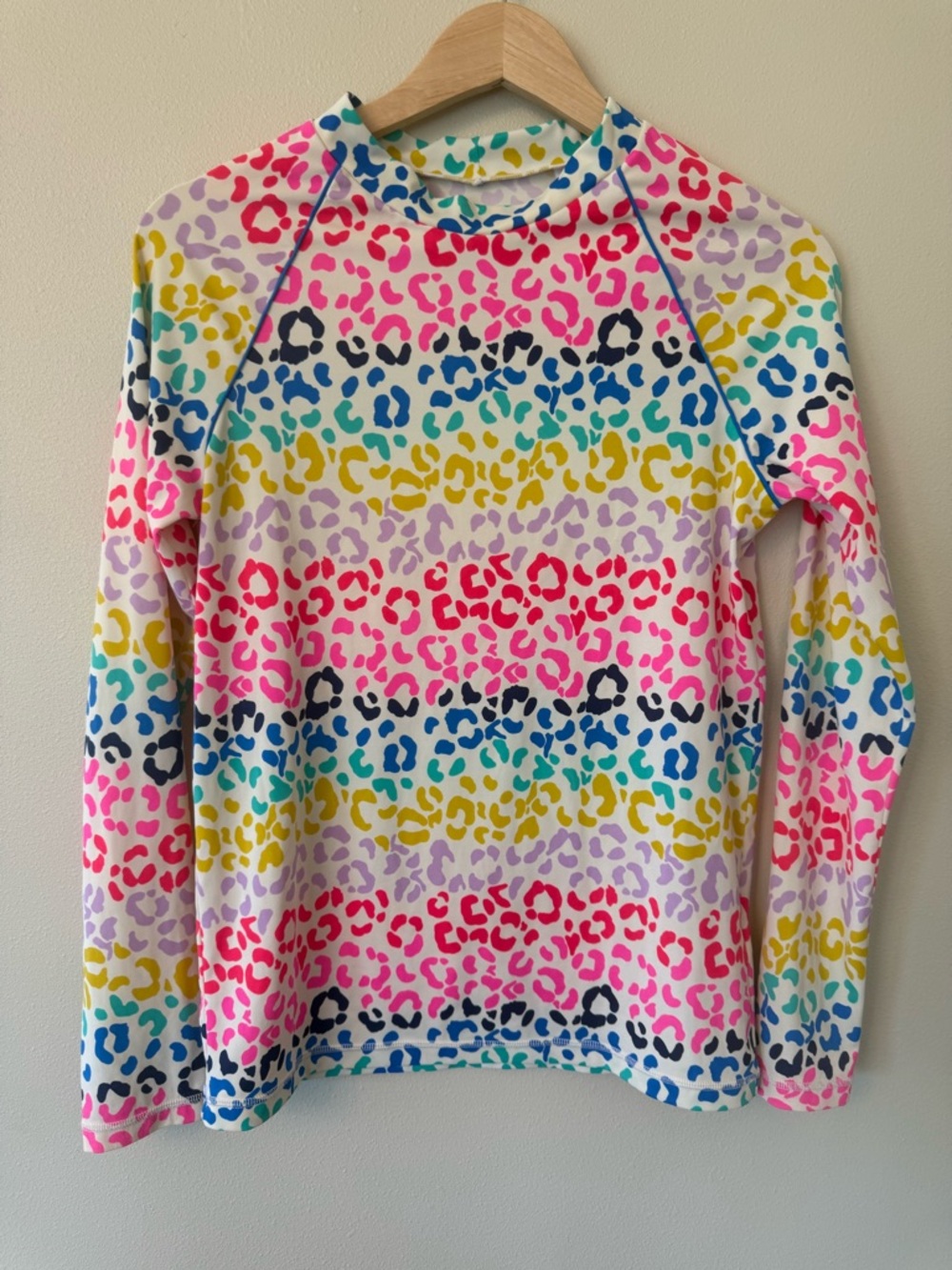 Mini Boden Rainbow Leopard Rash Guard UPF 40+ Long Sleeve Girls XL 14-16
